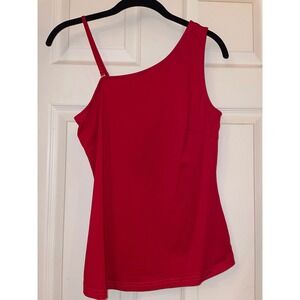 Grace Karin Red One Shoulder Asymmetrical Tank Top Adjustable Strap Women Medium